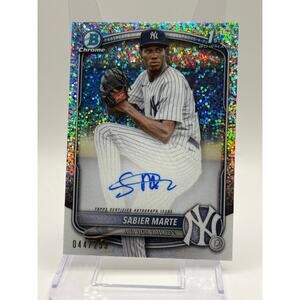 2025 Bowman Chrome Sabier Marte 1st Speckle Refractor Auto 44/299 SP Yankees